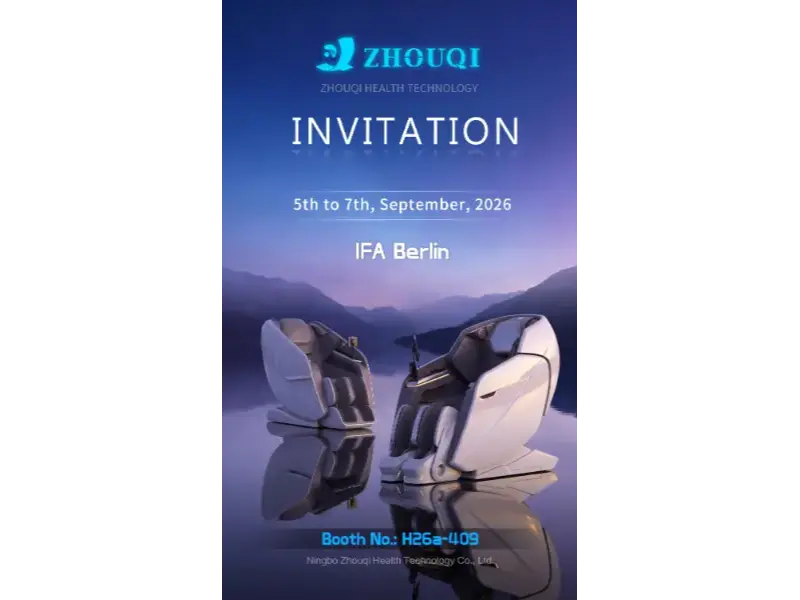 A Ningbo Zhouqi Health Technology intelligens masszázsszékeket mutat be az IFA Berlin 2026-on